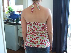 cherry halter neck top back view