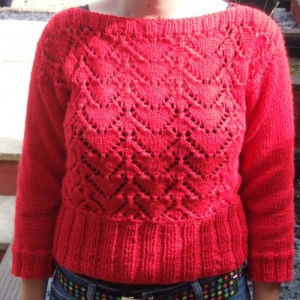 close up of heart sweater